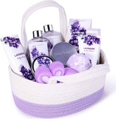 Bath Spa Gift Set, Body & Earth Gift Basket 6-Piece Lavender Scented Spa Basket Kits for Women, Contains Shower Gel, Bubble Bath, Body Lotion, Bath Salt, Body / amz